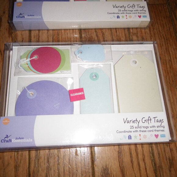 2 Packs Variety Gift Tags 25 Solid Tags w/ String in 6 Different Shapes & Sizes - Picture 2 of 3